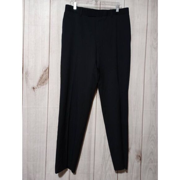 Boss Hugo Boss Pants Men's 42‎ Long Navy 100% Wool Pleated Light Weight - Picture 1 of 8